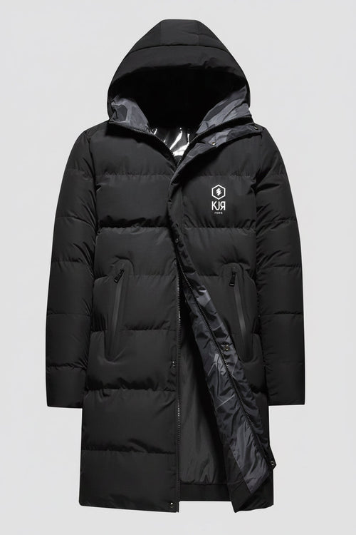 Doudoune longue KOJIRŌ homme coupe-vent impermeable noire - photo produit 2
