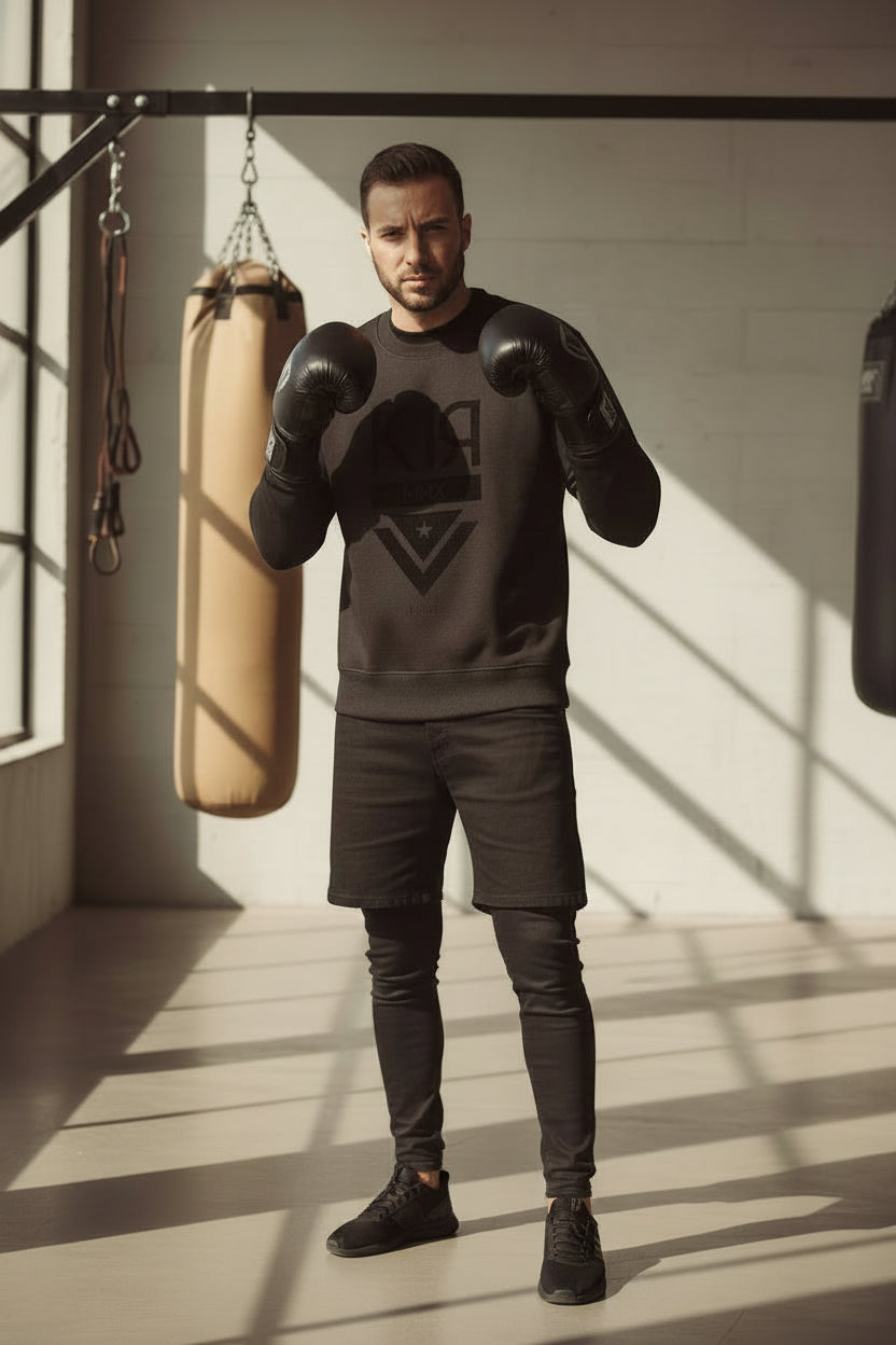 Sweat KOJIRŌ col rond noir homme streetwear - photo produit 1