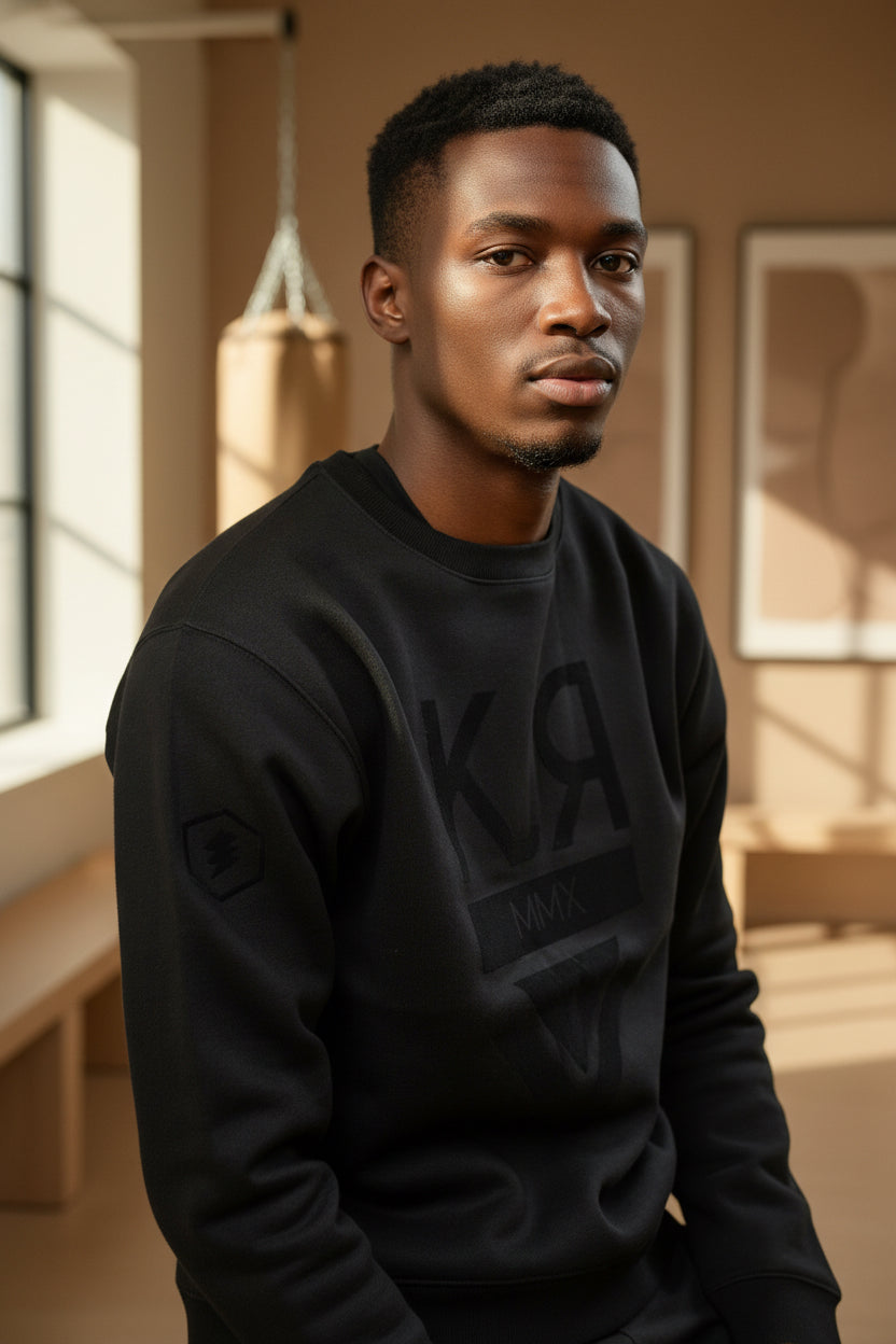 Sweat KOJIRŌ col rond noir homme streetwear - photo produit 2