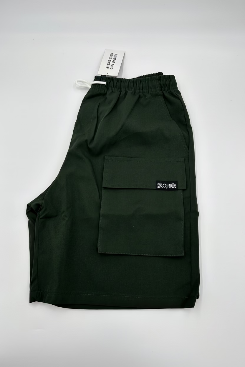 Short cargo KOJIRŌ homme streetwear noir kaki - photo produit 13