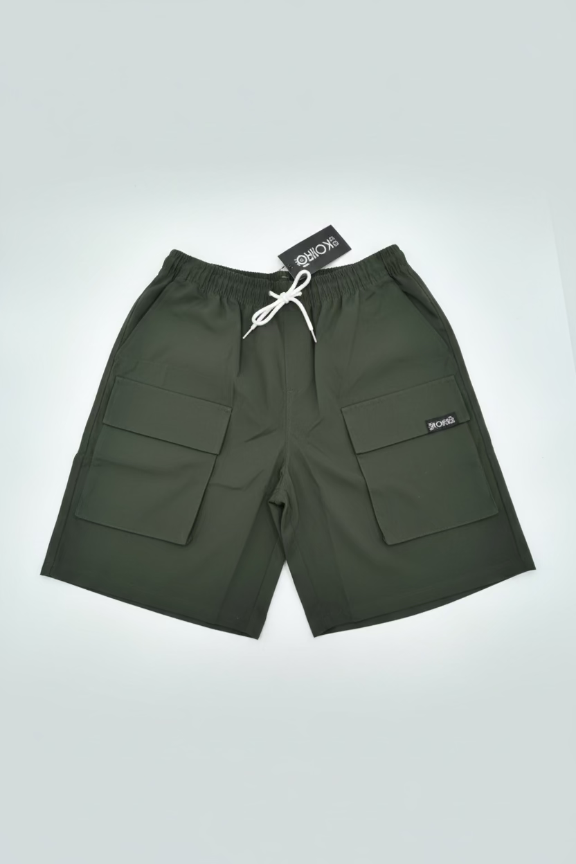 Short cargo KOJIRŌ homme streetwear noir kaki - photo produit 6