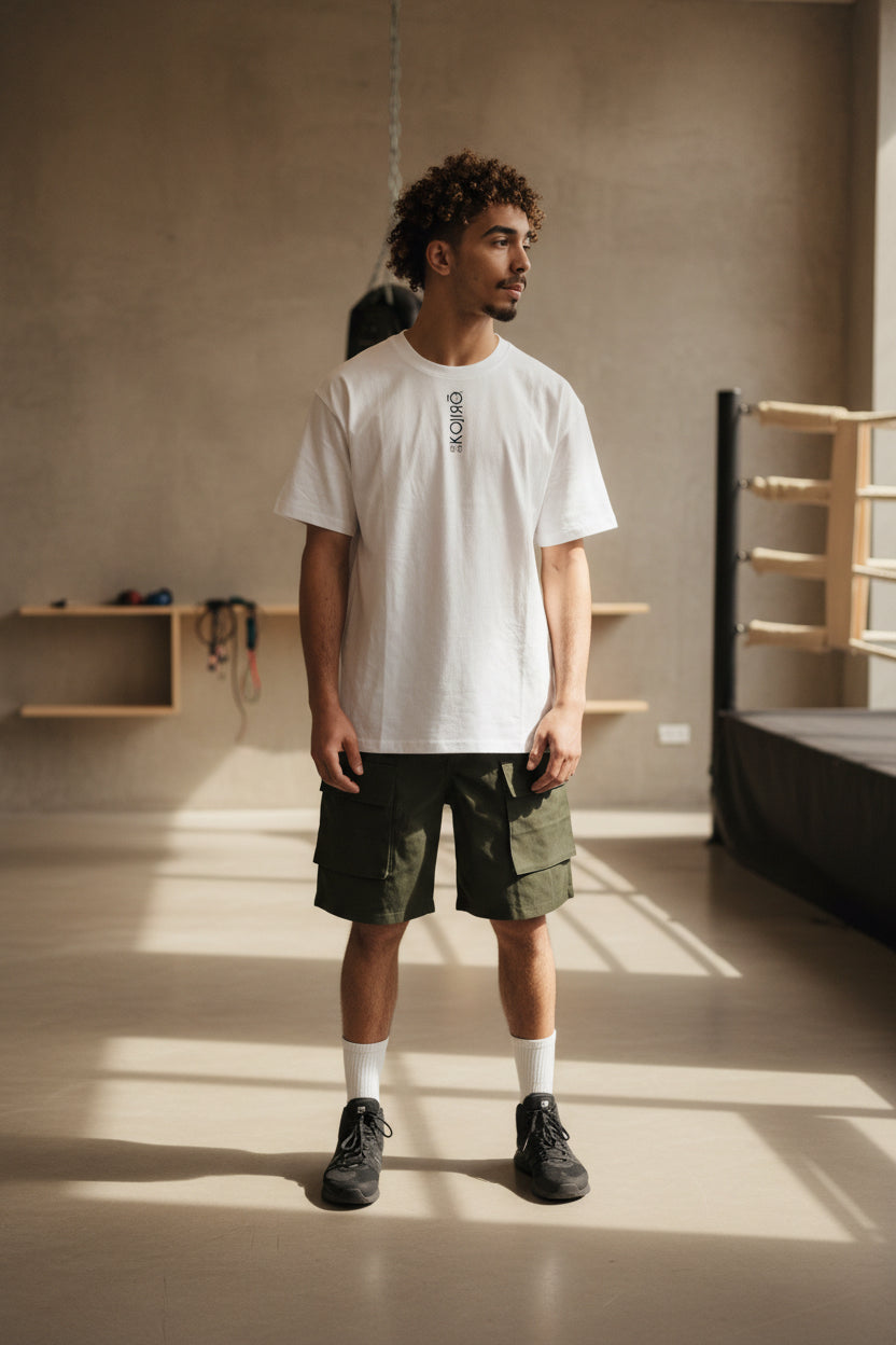 T-shirt KOJIRŌ Believe and Never Give Up homme streetwear noir blanc saumon - photo produit 3