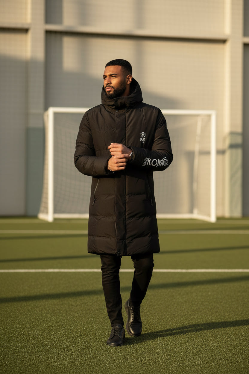 Doudoune longue KOJIRŌ homme coupe-vent impermeable noire - photo produit 3