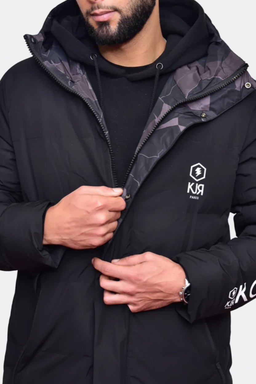 Doudoune longue KOJIRŌ homme coupe-vent impermeable noire - photo produit 4